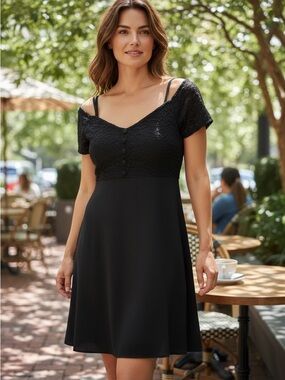 Laundry By Shelli Segal Black Lace-Trim Mini Dress